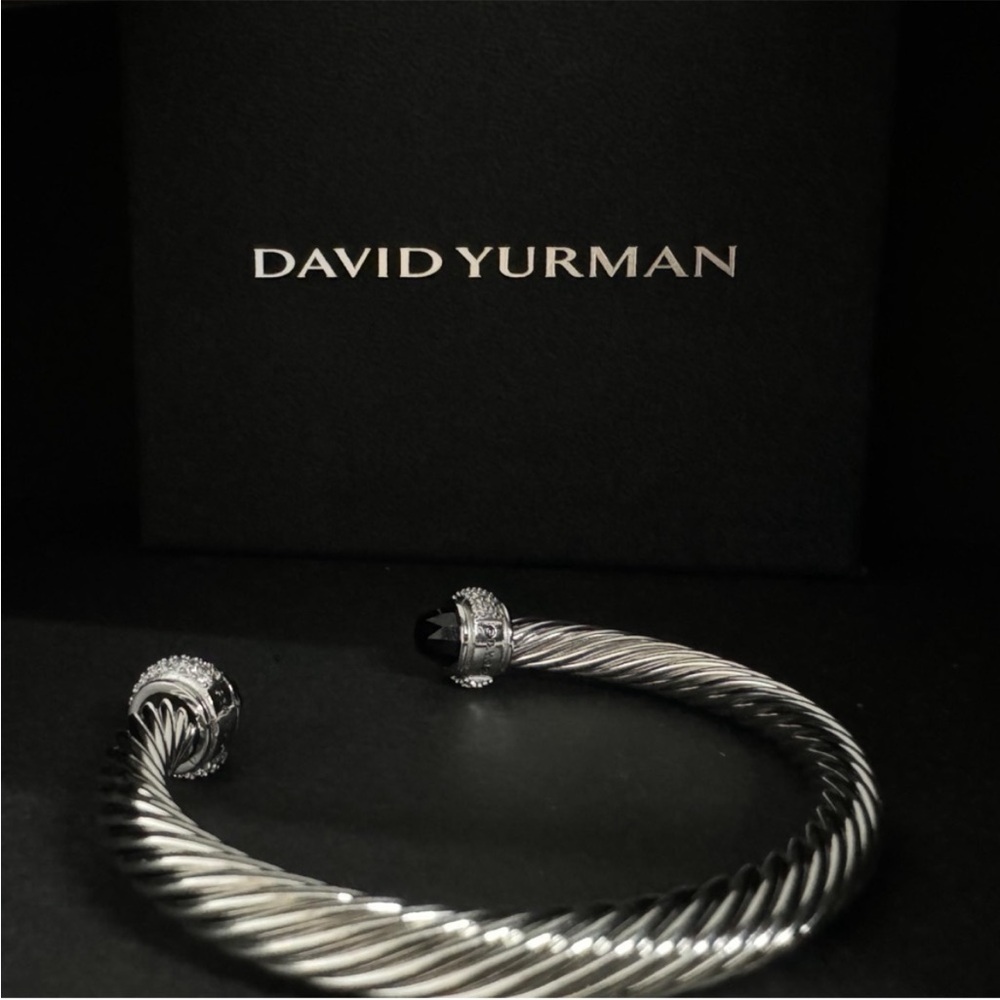 David Yurman Two-Tone Cable Bracelet with Gold X Accent 7mm - Picture 3 of 6